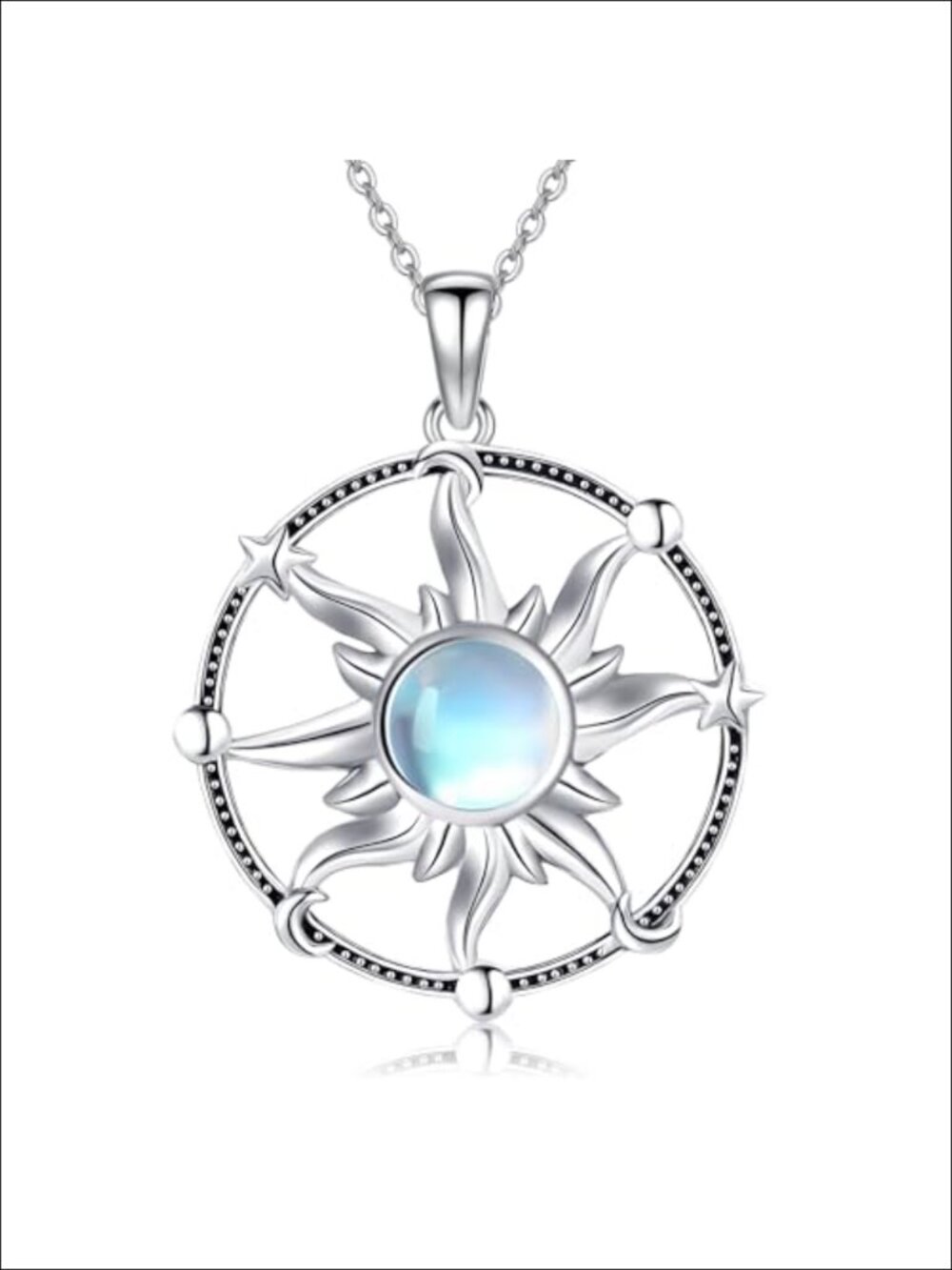 925 Sterling Silver Sun Moon Pendant Necklace Wiccan Viking Jewelry Unisex